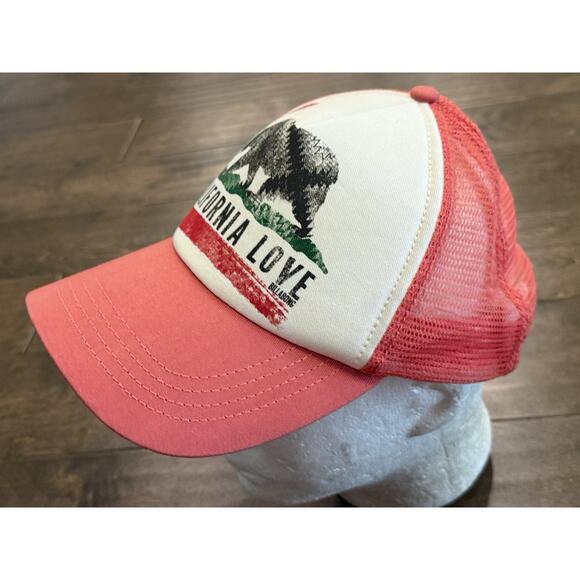 Billabong California Love Peach Pink Mesh Snapback Trucker Hat Baseball Cap - Picture 3 of 8